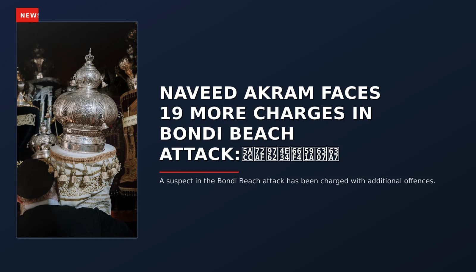 NEWS: NAVEED AKRAM FACES 19 MORE CHARGES IN BONDI BEACH ATTACK:嫌犯面临更多指控 — VPNews