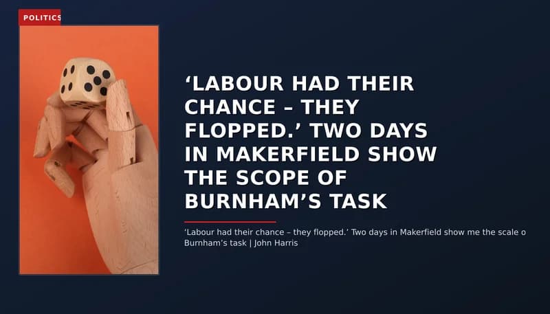 POLITICS: ‘LABOUR HAD THEIR CHANCE – THEY FLOPPED.’ TWO DAYS IN MAKERFIELD SHOW THE SCOPE OF BURNHAM — VPNews