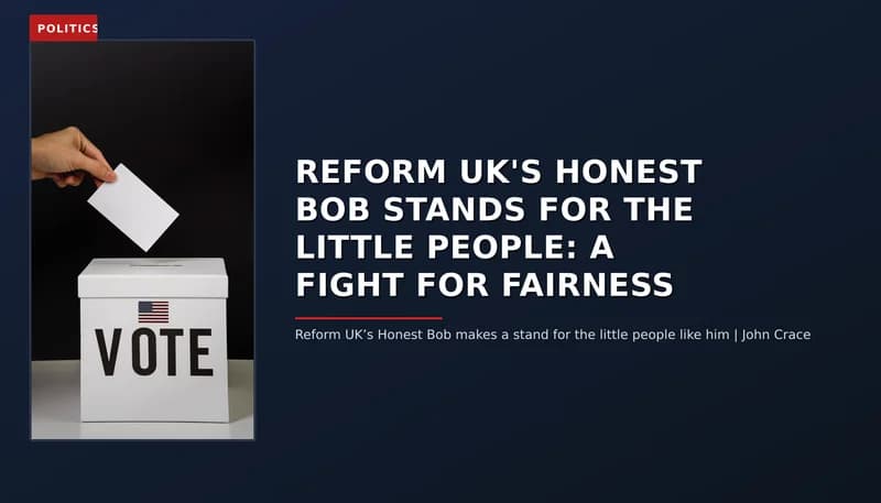 POLITICS: REFORM UK'S HONEST BOB STANDS FOR THE LITTLE PEOPLE: A FIGHT FOR FAIRNESS — VPNews