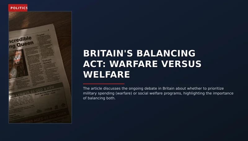 POLITICS: BRITAIN'S BALANCING ACT: WARFARE VERSUS WELFARE — VPNews