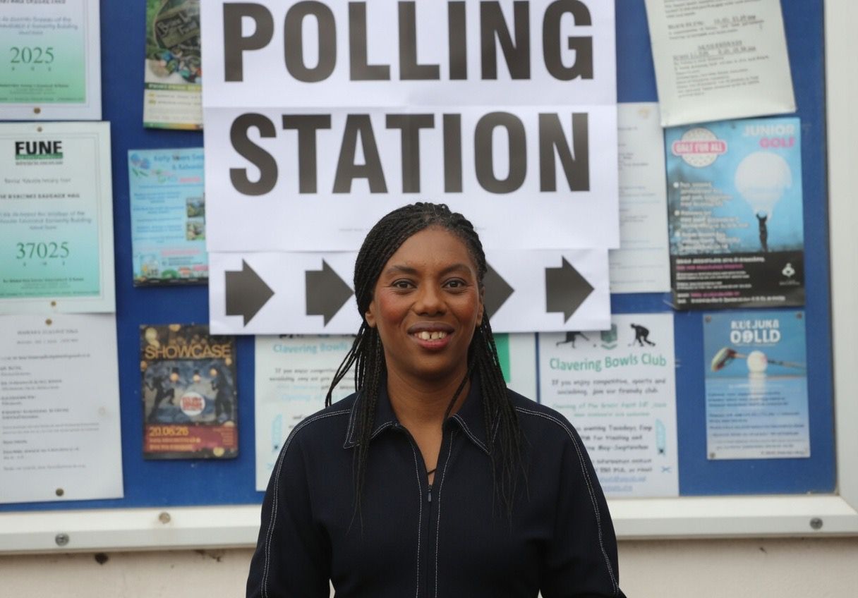 Image of Kemi Badenoch casting her vote today