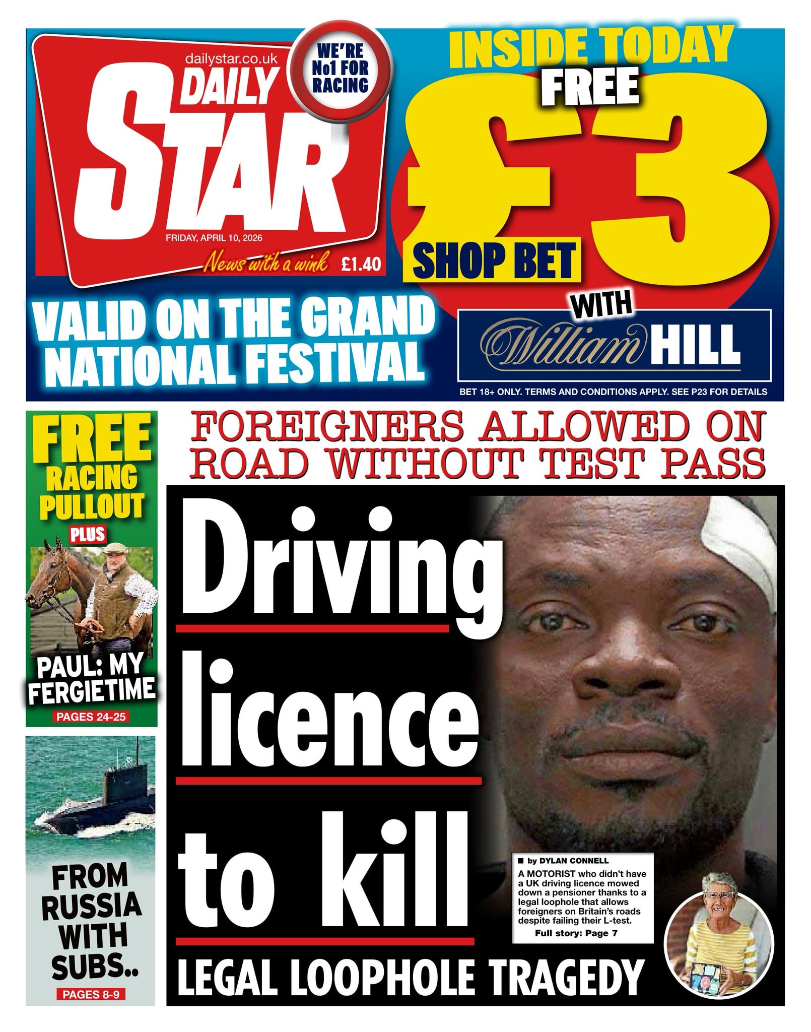 Front page of Daily Star, 10 April 2026