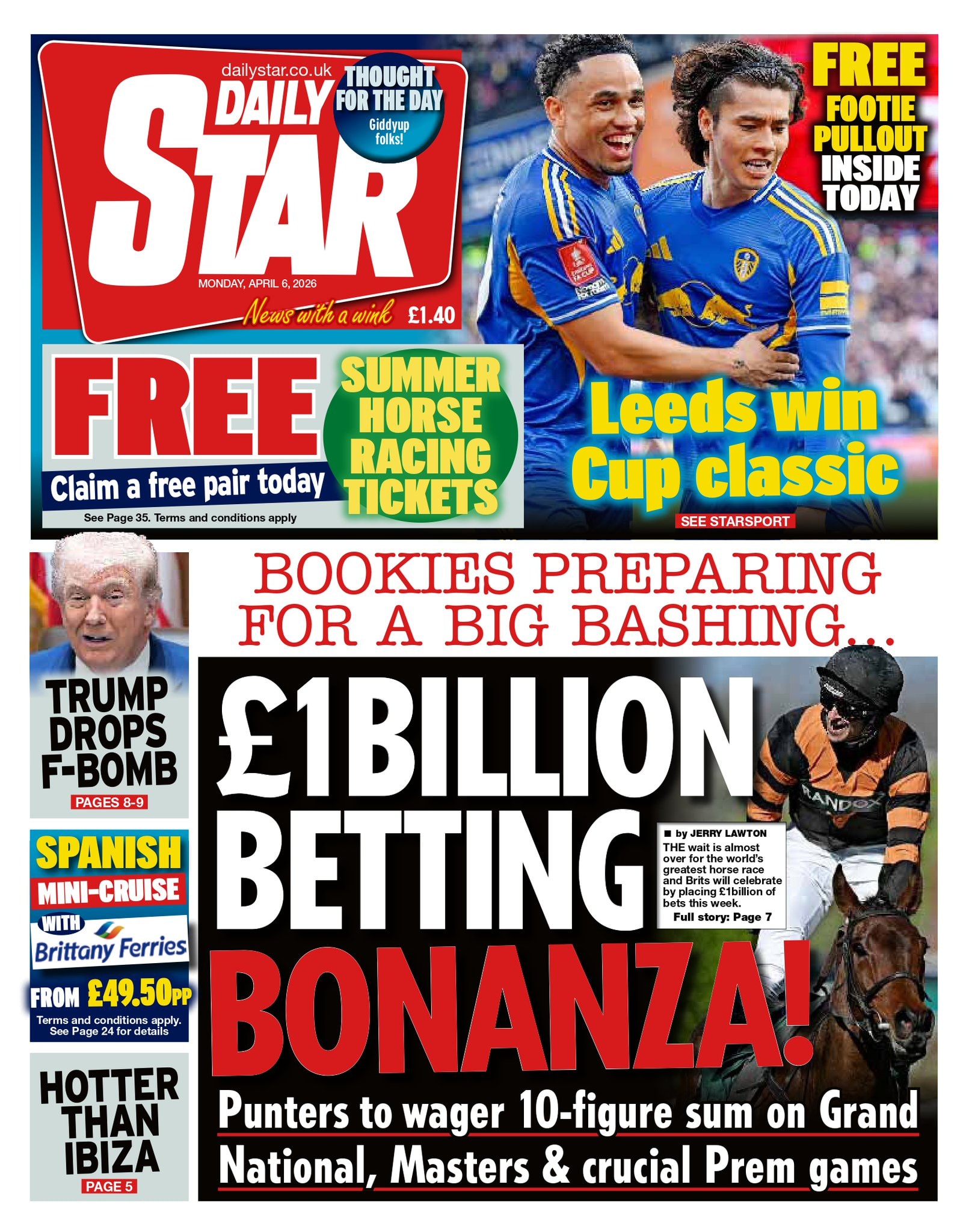 Front page of Daily Star, 6 April 2026