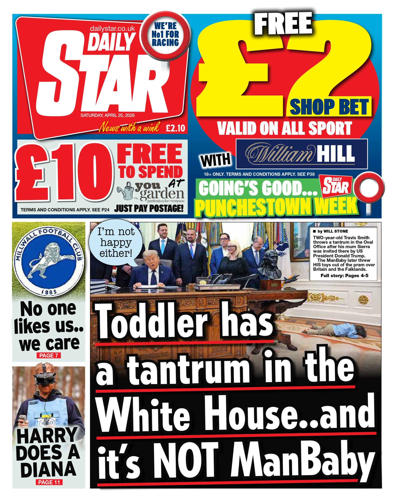 Front page of Daily Star, 25 April 2026
