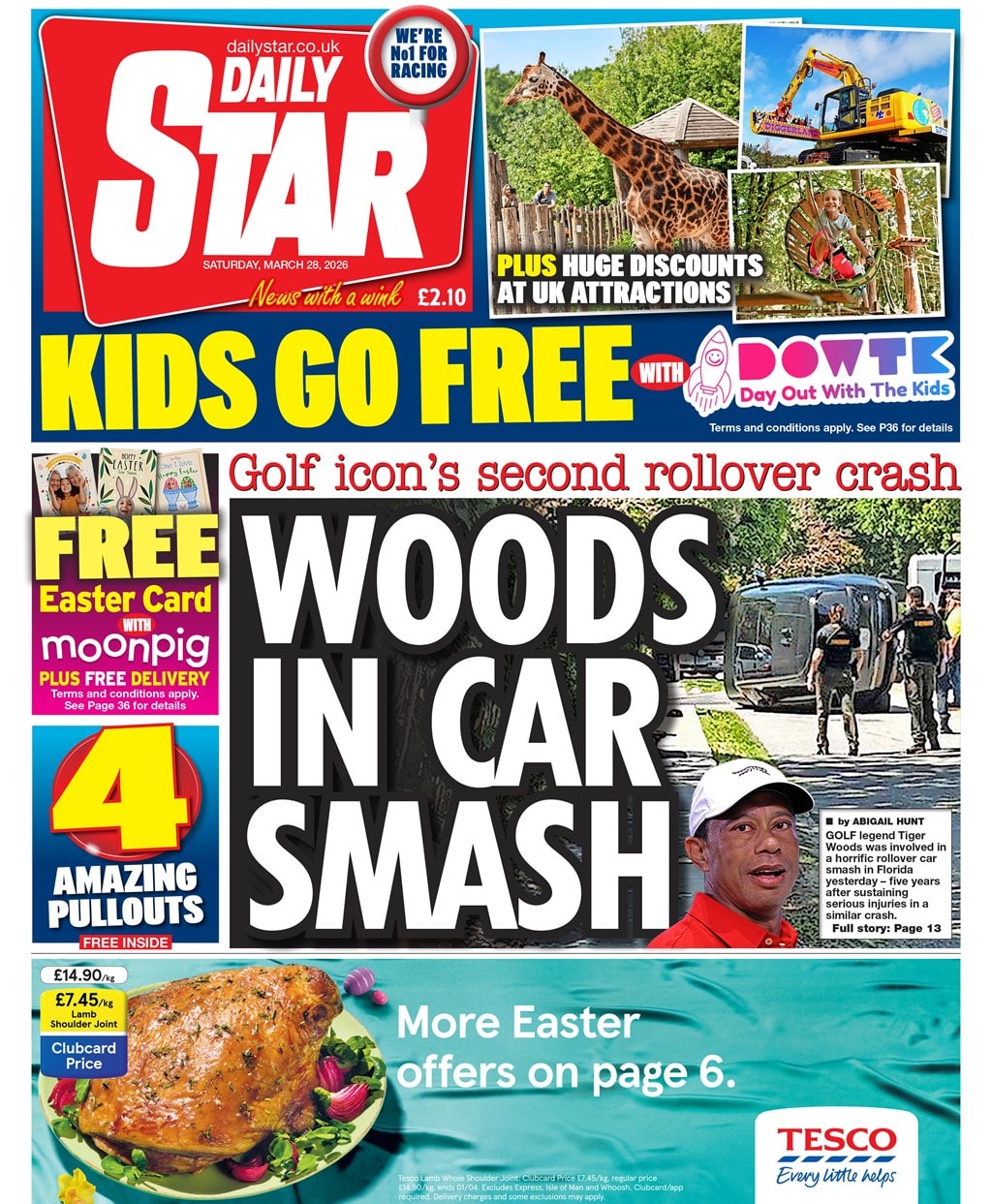 Front page of Daily Star, 28 March 2026