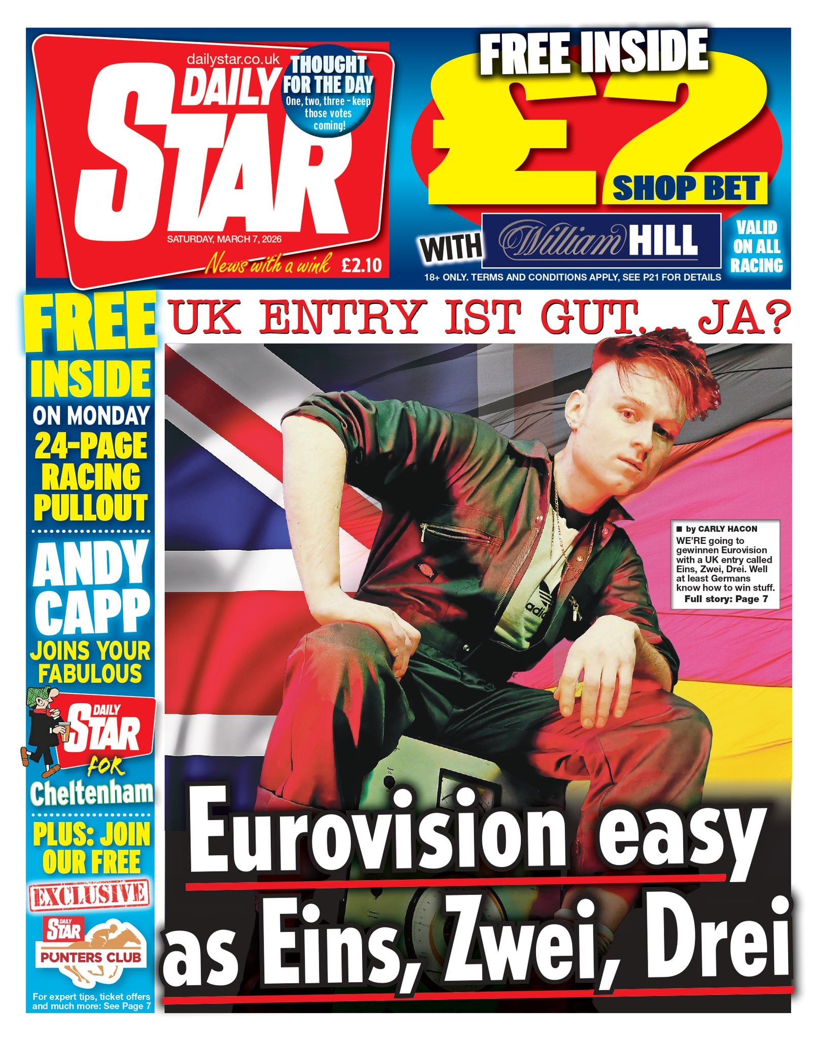 Front page of Daily Star, 7 March 2026