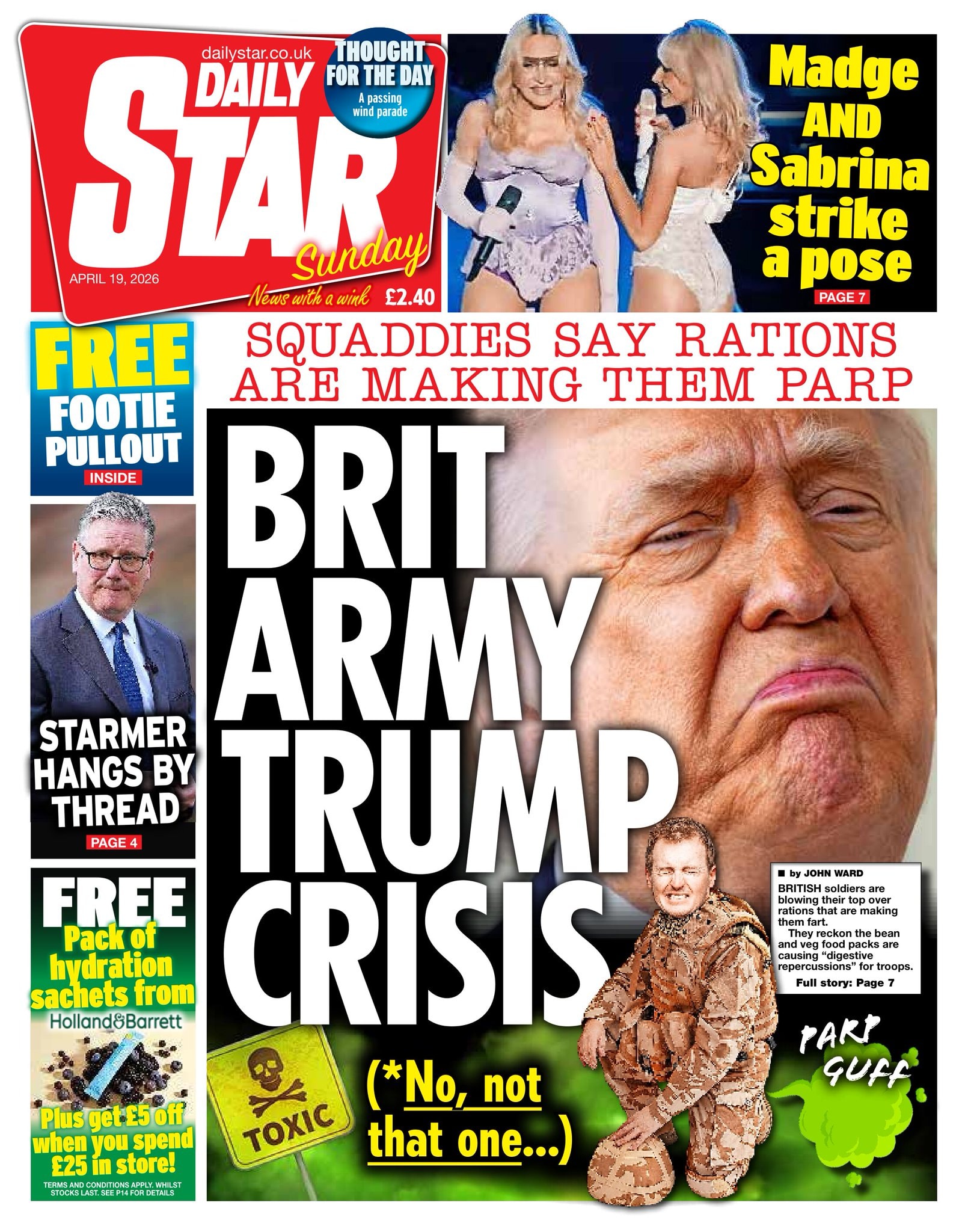 Front page of Daily Star Sunday, 19 April 2026