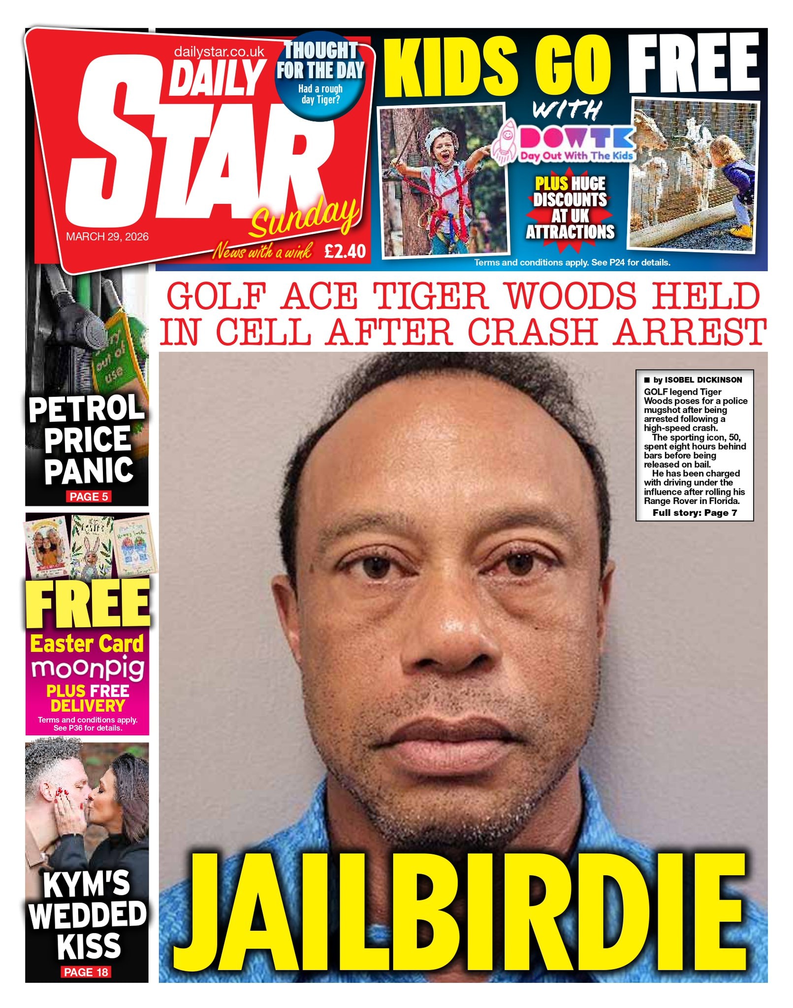 Front page of Daily Star Sunday, 29 March 2026