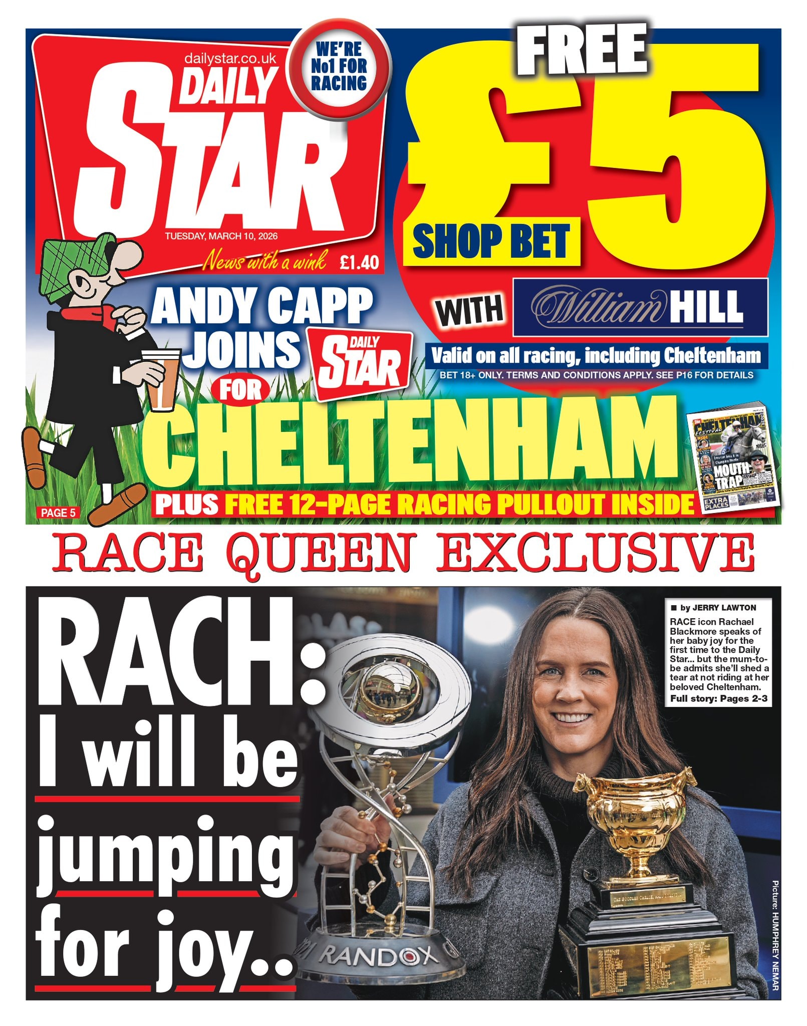 Front page of Daily Star, 10 March 2026