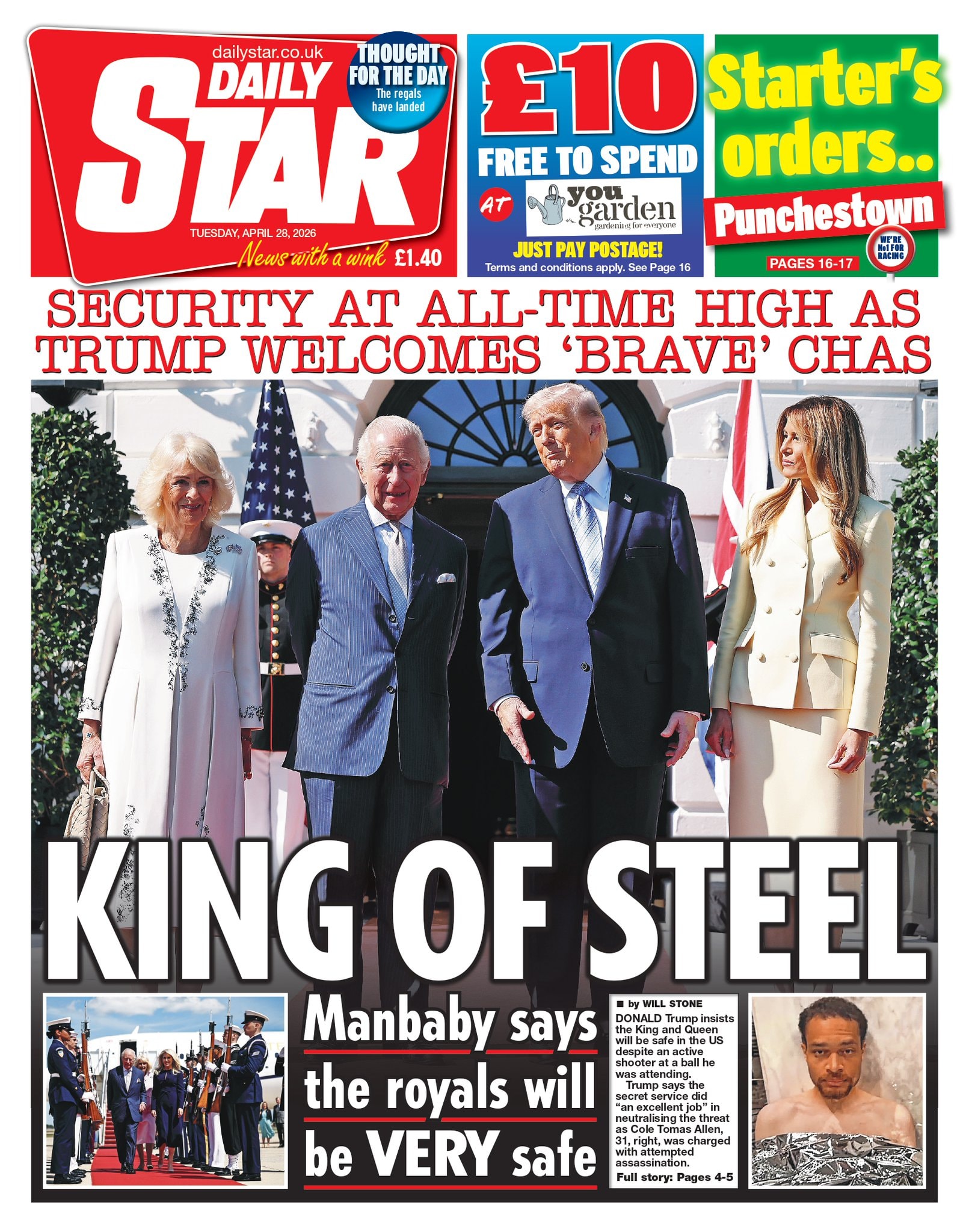 Front page of Daily Star, 28 April 2026