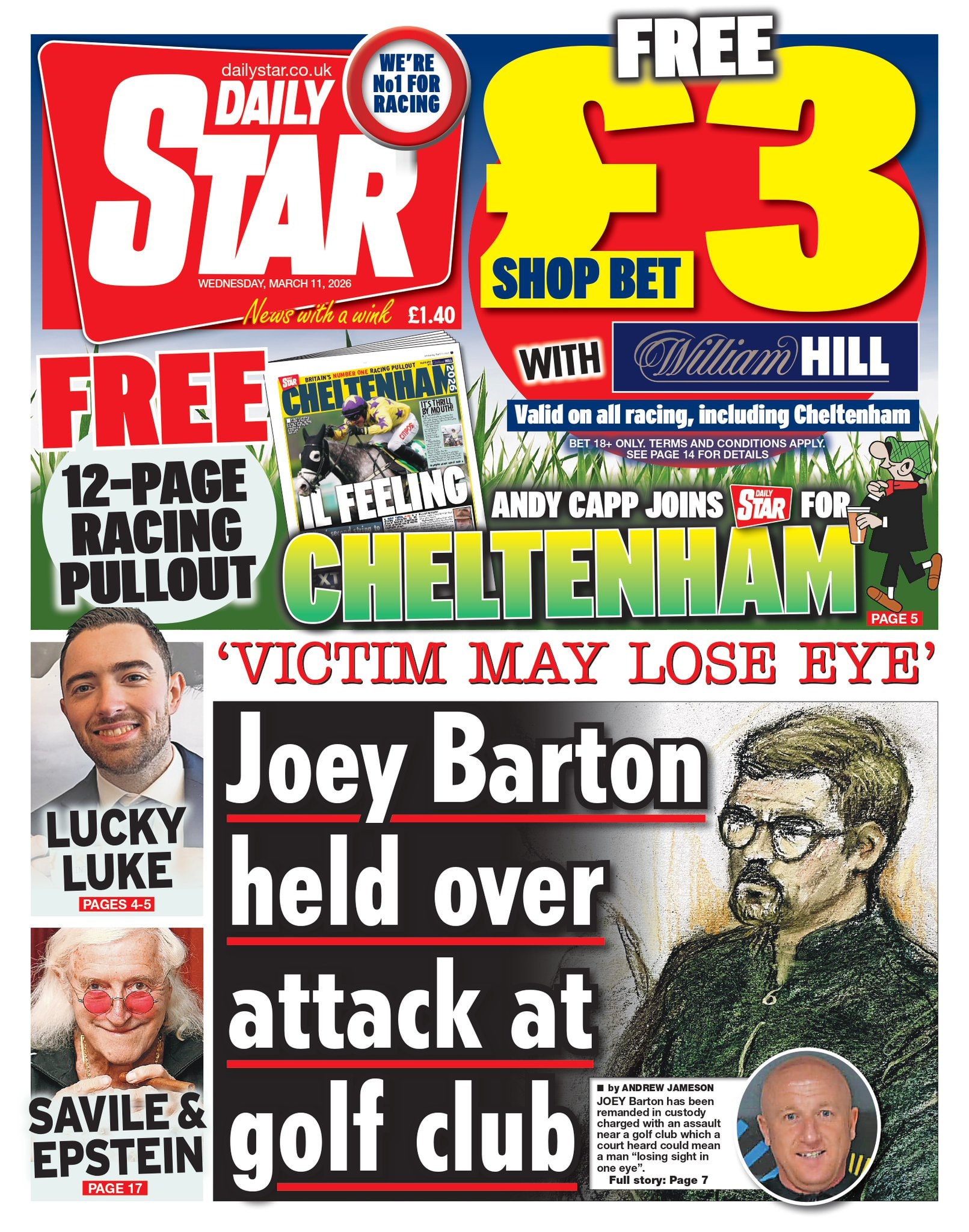 Front page of Daily Star, 11 March 2026