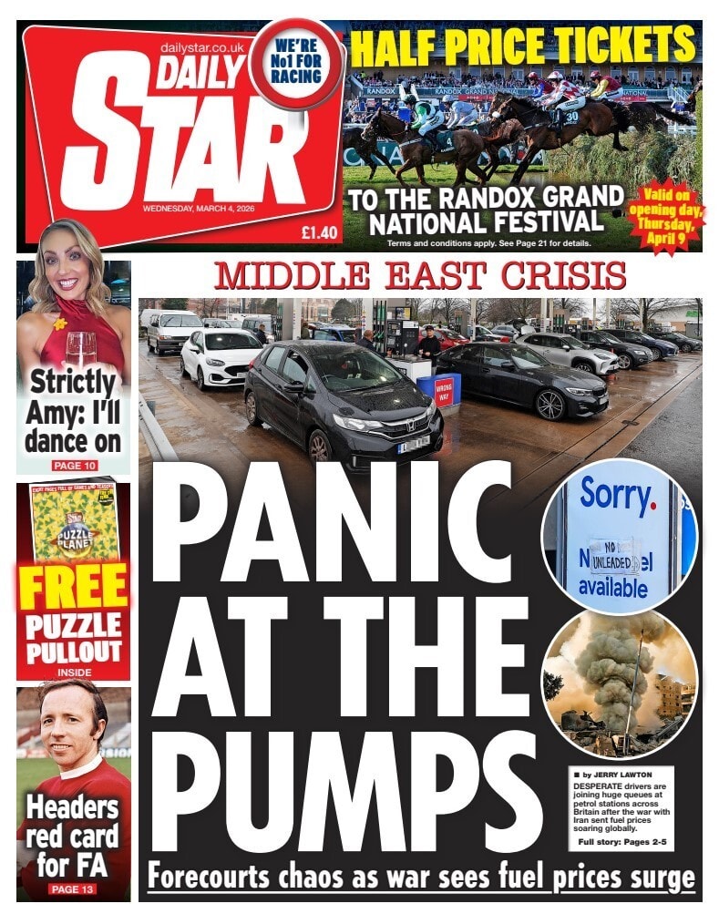 Front page of Daily Star, 4 March 2026