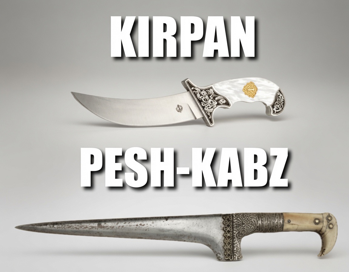 Image of a Sikh Kirpan & Islamic Pesh-Kabs knife 