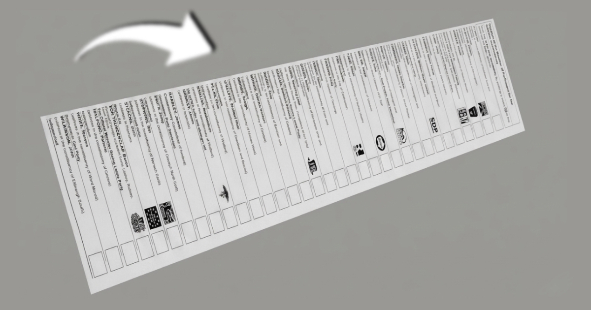 Image depicting 3’ ballot paper in Clacton By-Election