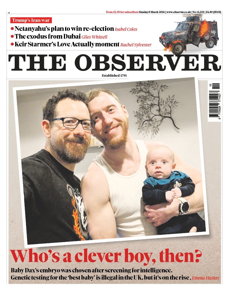 Front page of Observer, 8 March 2026