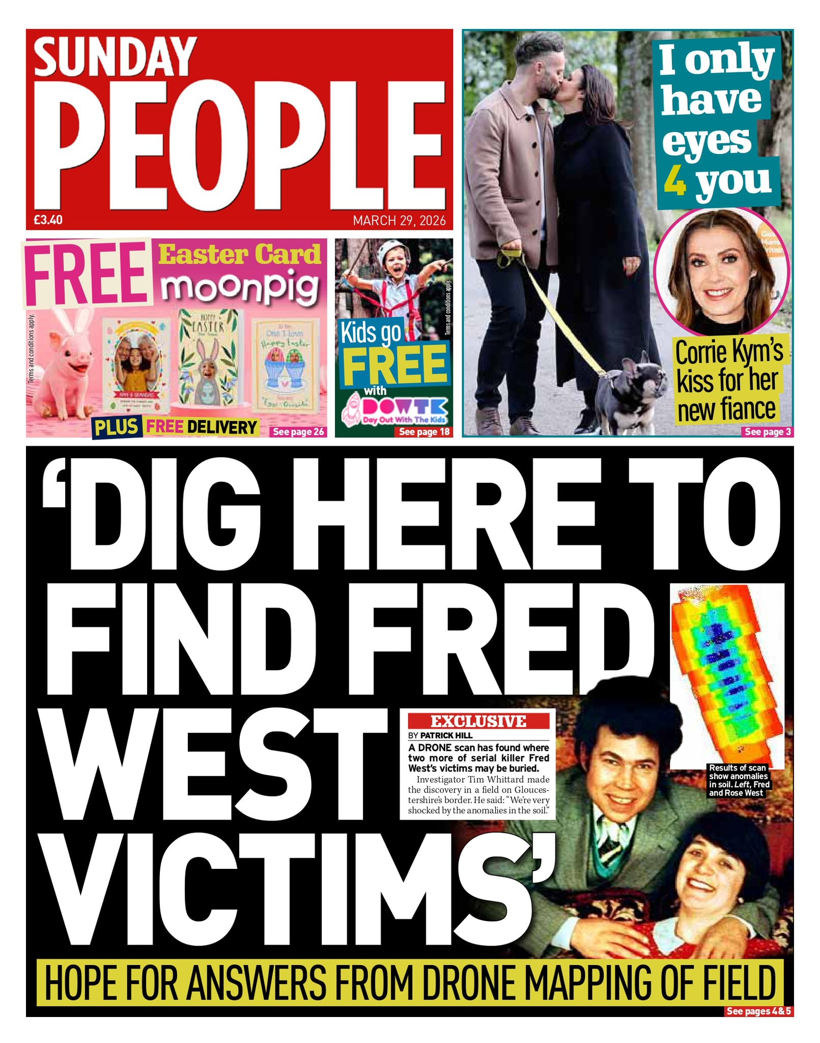 Front page of Sunday People, 29 March 2026