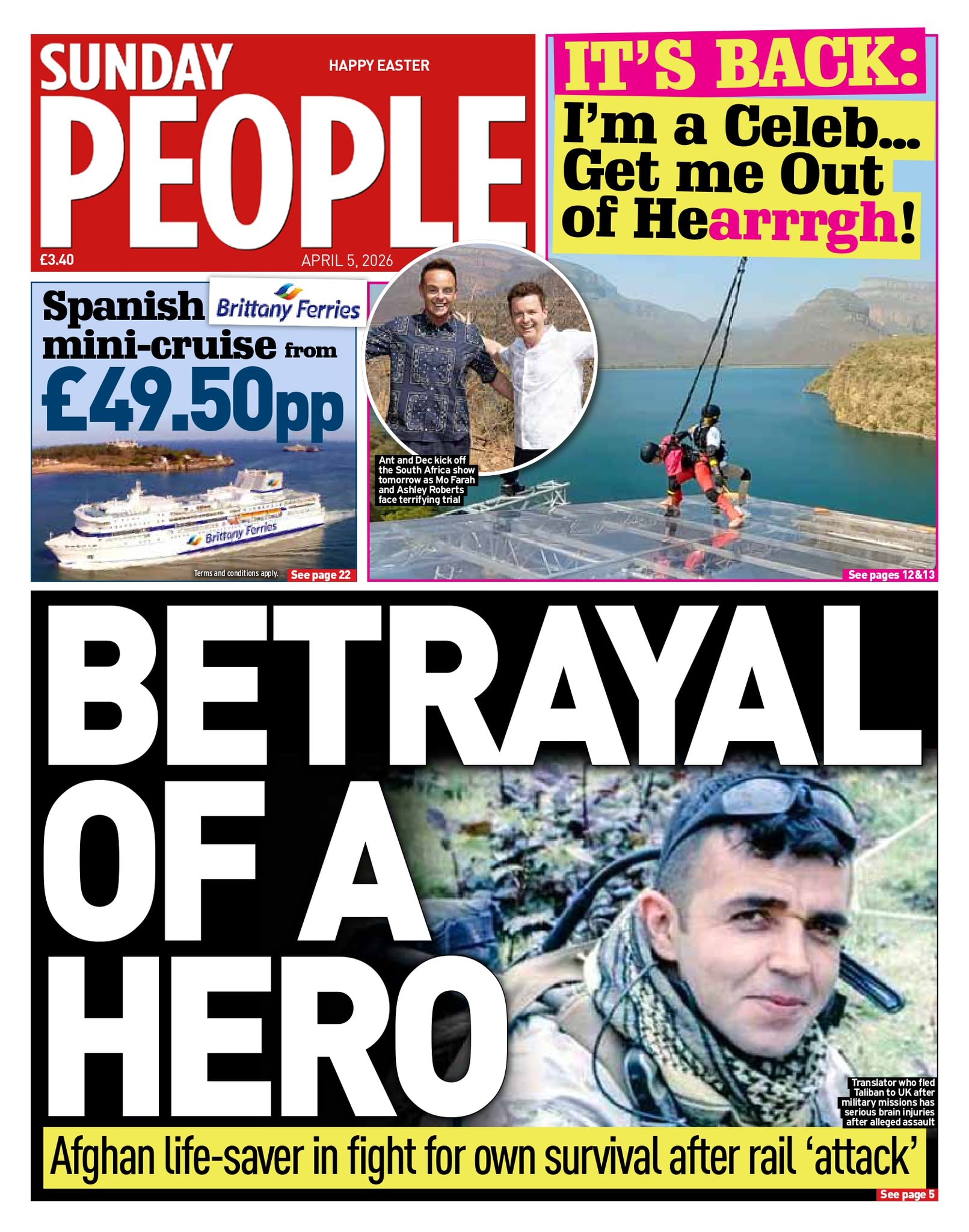 Front page of Sunday People, 5 April 2026