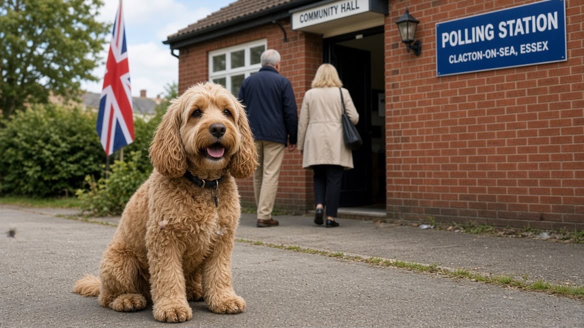 Image of cute dog at Clacton By-Election 